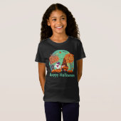 かわいいハロウィーン格言と幽霊と文字ガールズ Tシャツ (正面フル)