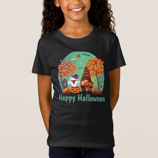 かわいいハロウィーン格言と幽霊と文字ガールズ Tシャツ (正面)