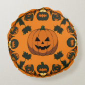 かわいいハロウィーン模様 ラウンドクッション (裏面)