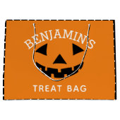 かわいいハロウィーン漫画カボチャのトリックまたはトリート ラージペーパーバッグ (正面)