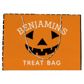 かわいいハロウィーン漫画カボチャのトリックまたはトリート ラージペーパーバッグ (裏面)