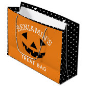 かわいいハロウィーン漫画カボチャのトリックまたはトリート ラージペーパーバッグ (正面アングル)