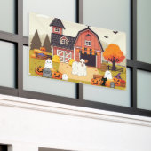 かわいいハロウィーン牛と農場 横断幕 (ビルの外側)