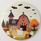 かわいいハロウィーン牛と農場 缶バッジ (正面)