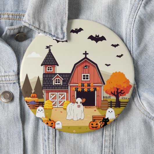 かわいいハロウィーン牛と農場 缶バッジ (インサイチュ)