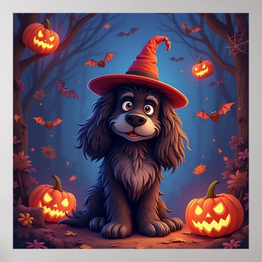 かわいいハロウィーン犬 ポスター (正面)