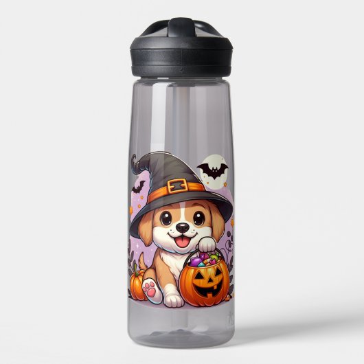 かわいいハロウィーン犬/子犬 ウォーターボトル (正面)