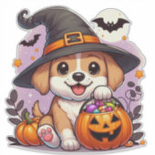 かわいいハロウィーン犬/子犬 シール (正面)