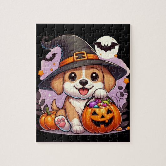 かわいいハロウィーン犬/子犬 ジグソーパズル (縦)