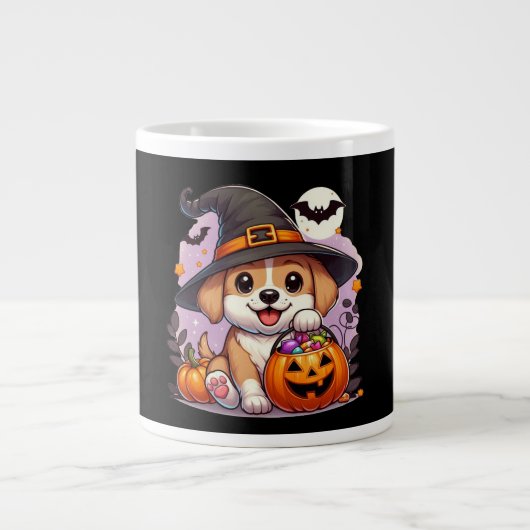 かわいいハロウィーン犬/子犬 ジャンボコーヒーマグカップ (正面)