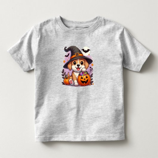 かわいいハロウィーン犬/子犬 トドラーTシャツ (正面)