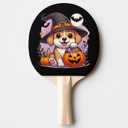 かわいいハロウィーン犬/子犬 卓球ラケット (正面)