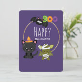 かわいいハロウィーン猫こうもり&ミイブー シーズンカード (スタンド正面)