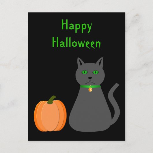 かわいいハロウィーン猫とカボチャカスタムン ポストカード (正面)