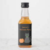 かわいいハロウィーン猫とカボチャカスタムン リキュールボトルラベル (正面)