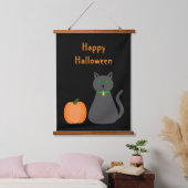 かわいいハロウィーン猫とカボチャカスタムン 吊り下げ型タペストリー (寝室)