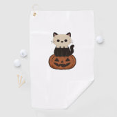 かわいいハロウィーン猫とカボチャ特大Tシャツ ゴルフタオル (インサイチュ)