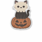 かわいいハロウィーン猫とカボチャ特大Tシャツ シール (正面)
