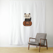 かわいいハロウィーン猫とカボチャ特大Tシャツ タペストリー (インサイチュ)
