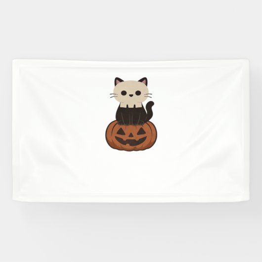かわいいハロウィーン猫とカボチャ特大Tシャツ 横断幕 (横)