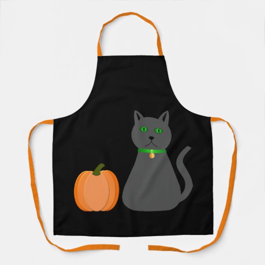 かわいいハロウィーン猫とカボチャ エプロン (正面)