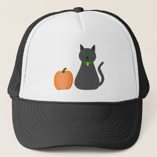 かわいいハロウィーン猫とカボチャ キャップ (正面)