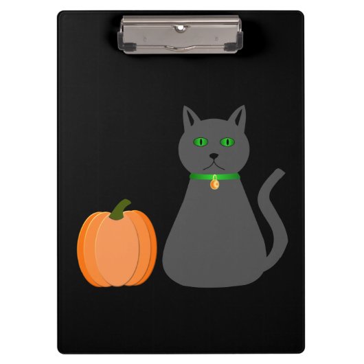 かわいいハロウィーン猫とカボチャ クリップボード (正面)