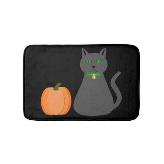 かわいいハロウィーン猫とカボチャ バスマット (正面)