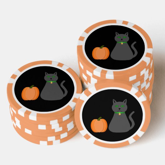 かわいいハロウィーン猫とカボチャ ポーカーチップ (積み重ね)