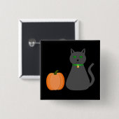 かわいいハロウィーン猫とカボチャ 缶バッジ (正面&裏面)
