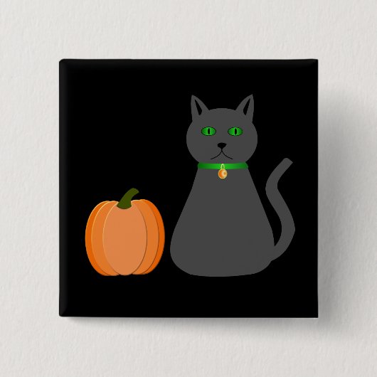 かわいいハロウィーン猫とカボチャ 缶バッジ (正面)