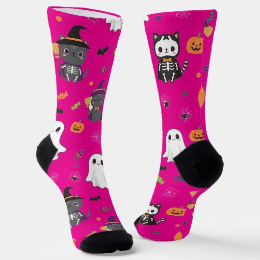 かわいいハロウィーン猫と幽霊ソックス ソックス (傾斜あり)