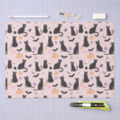 かわいいハロウィーン猫オレンジ 薄葉紙 (クラフト)