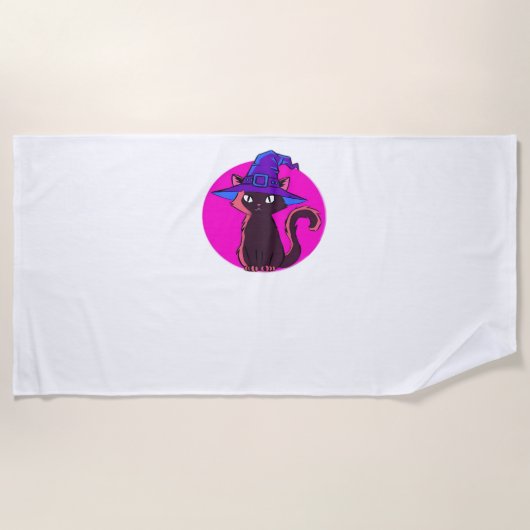 かわいいハロウィーン猫オーバーサイズTシャツ ビーチタオル (正面)