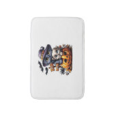 かわいいハロウィーン猫ステッカー – ウィッチハット、カボチャ バスマット (正面縦)