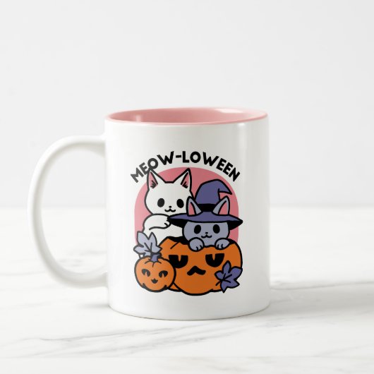かわいいハロウィーン猫デザイン ツートーンマグカップ (左)