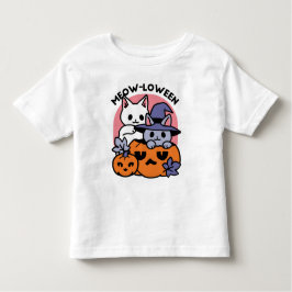 かわいいハロウィーン猫デザイン トドラーTシャツ