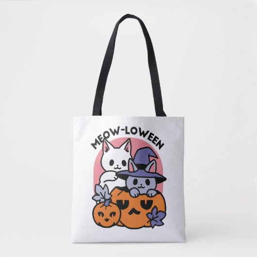 かわいいハロウィーン猫デザイン トートバッグ (正面)