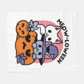 かわいいハロウィーン猫デザイン フリースブランケット (正面(横))