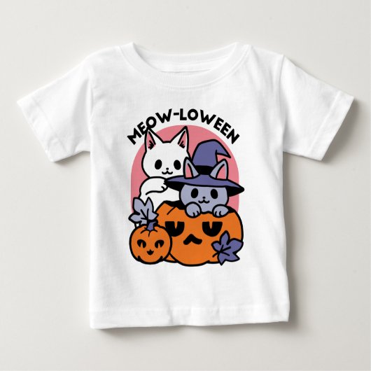 かわいいハロウィーン猫デザイン ベビーTシャツ (正面)