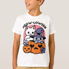 かわいいハロウィーン猫デザイン Tシャツ
