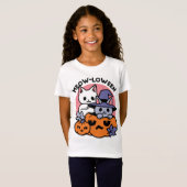 かわいいハロウィーン猫デザイン Tシャツ (正面フル)