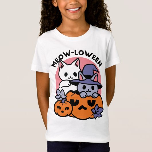 かわいいハロウィーン猫デザイン Tシャツ (正面)