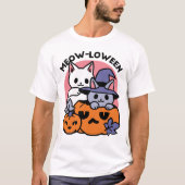 かわいいハロウィーン猫デザイン Tシャツ (正面)
