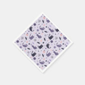 かわいいハロウィーン猫パープル スタンダードカクテルナプキン (角)