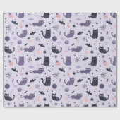 かわいいハロウィーン猫パープル ラッピングペーパー (フラット)