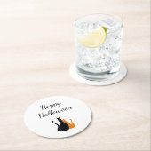 かわいいハロウィーン猫ブラックオレンジ ラウンドペーパーコースター (インサイチュ)