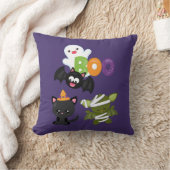 かわいいハロウィーン猫、こうもり、ママ&幽霊 クッション (ブランケット)
