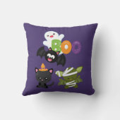 かわいいハロウィーン猫、こうもり、ママ&幽霊 クッション (裏面)