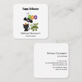 かわいいハロウィーン猫、こうもり、ママ&幽霊 スクエア名刺 (正面/裏面)